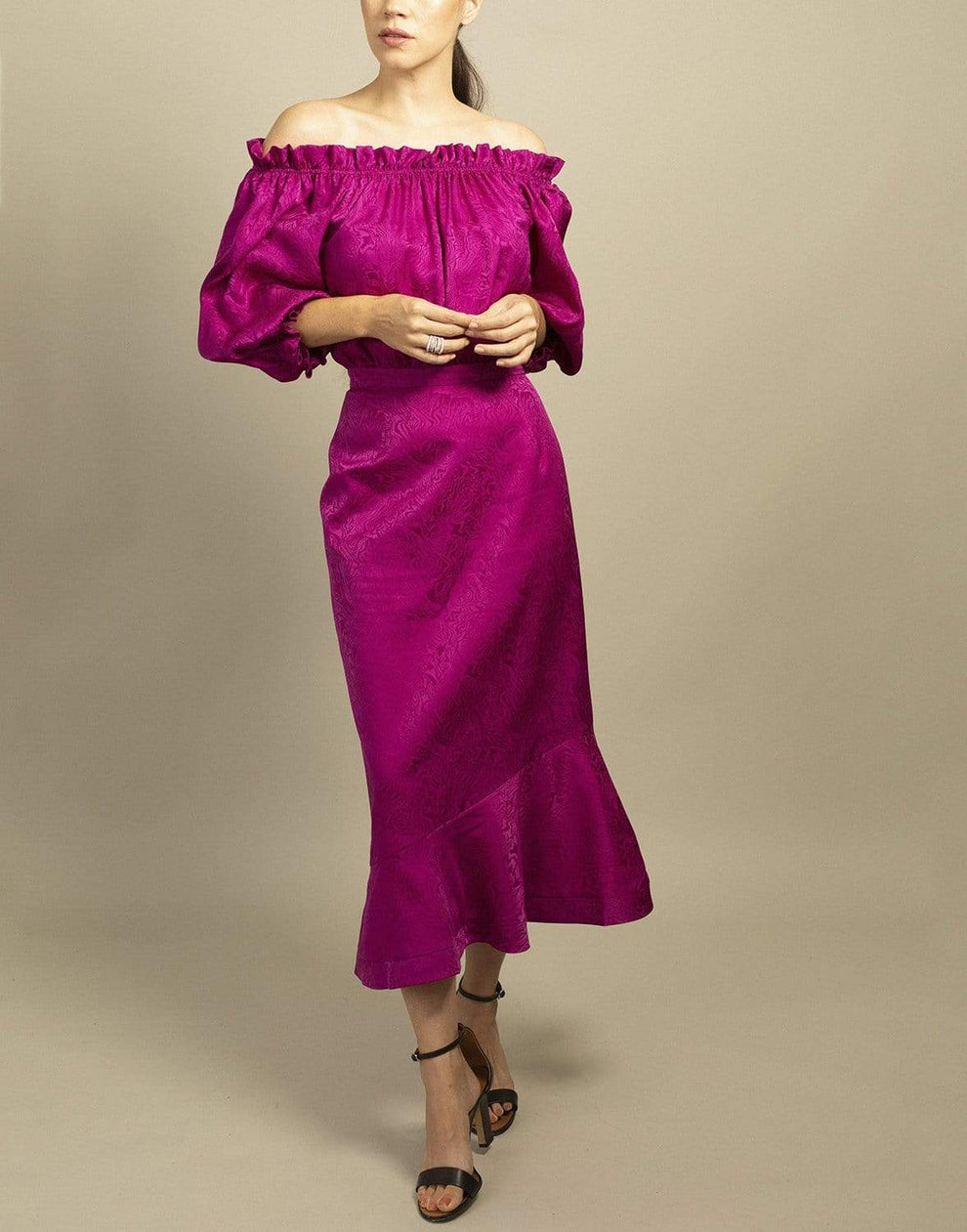 saloni grace off the shoulder dress Grace Dress