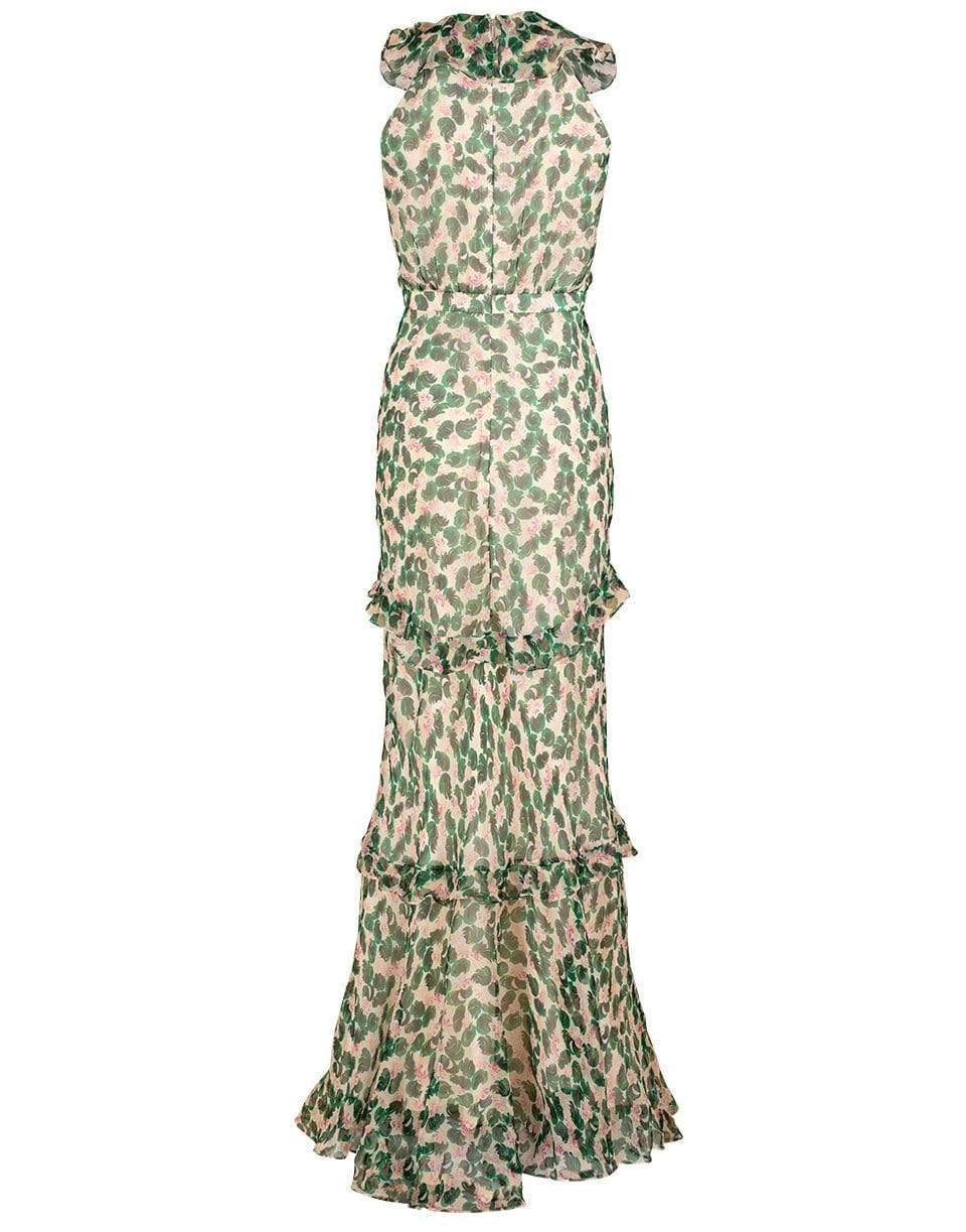 Saloni Rita Crinkled Printed Silk Maxi Dress