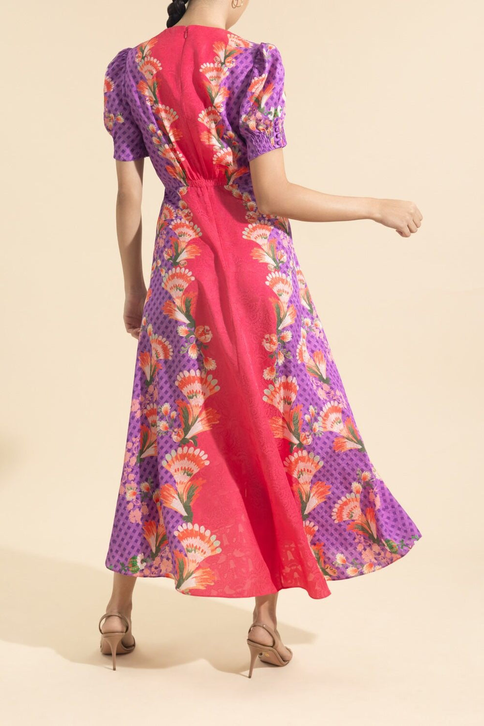 saloni lea long dress Women's Silk - Multi - Size 2 print silk Color:Apricot (Short) tennis skort Evening Gowns Plus Size