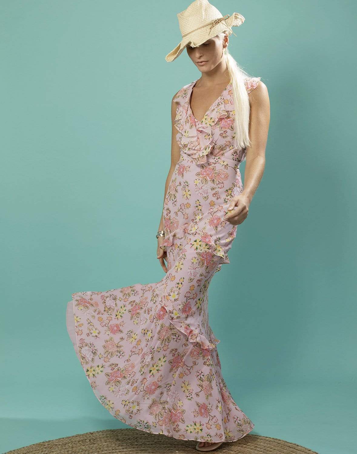 SALONI-Lilac Rita Floral Maxi Dress-
