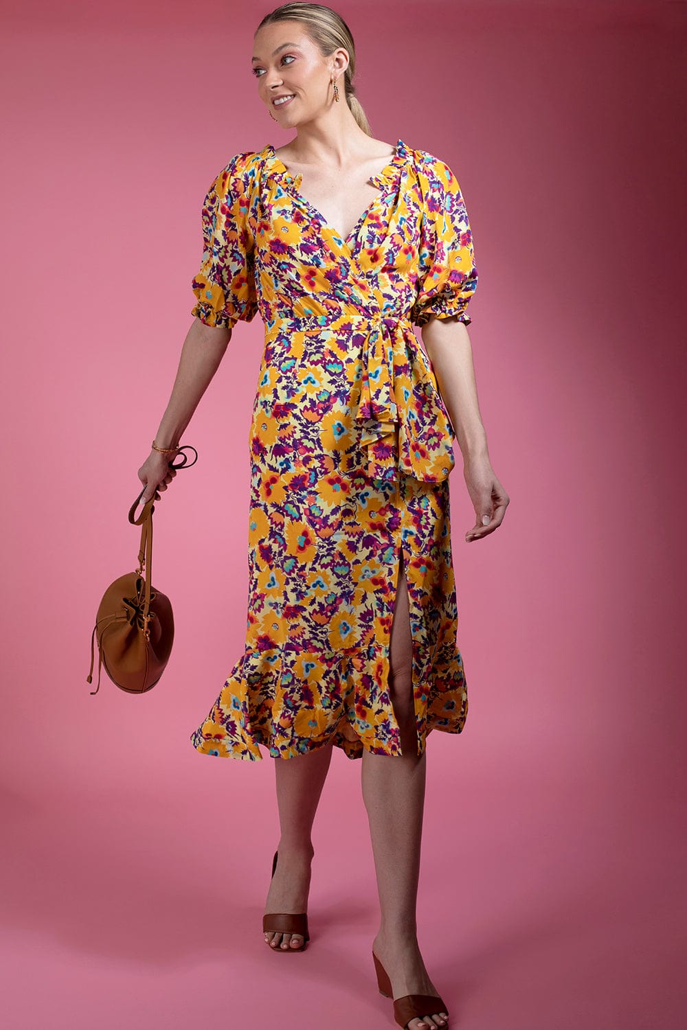 SALONI-Olivia Dress With Flounce Hem-