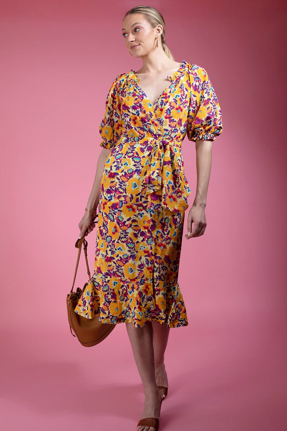 SALONI-Olivia Dress With Flounce Hem-