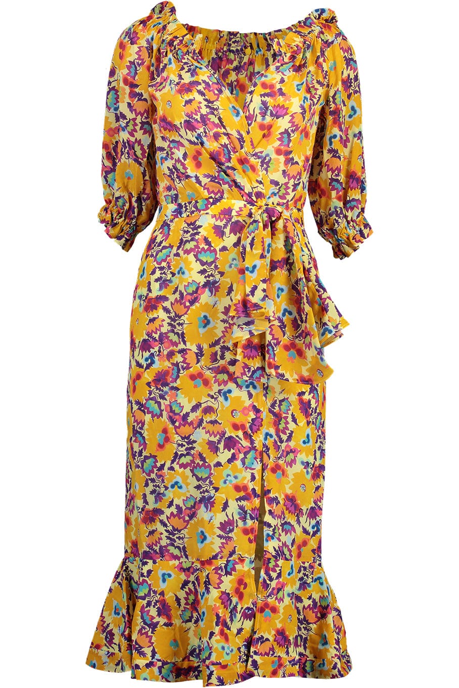 SALONI-Olivia Dress With Flounce Hem-