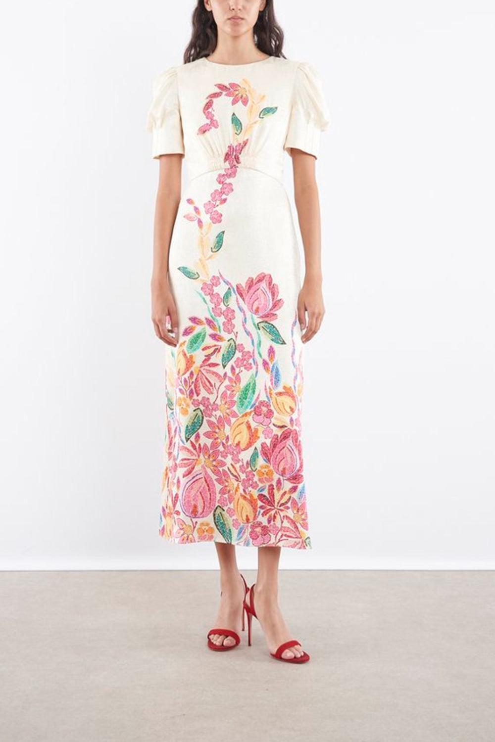 saloni bianca floral-print silk dress Bianca Dress