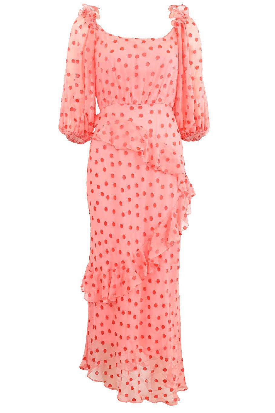 SALONI-Dot Devore Midi Dress-