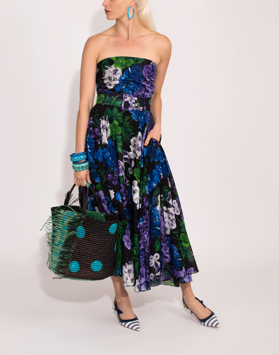 SAMANTHA SUNG-Bougainvillea Print Strapless Dress-