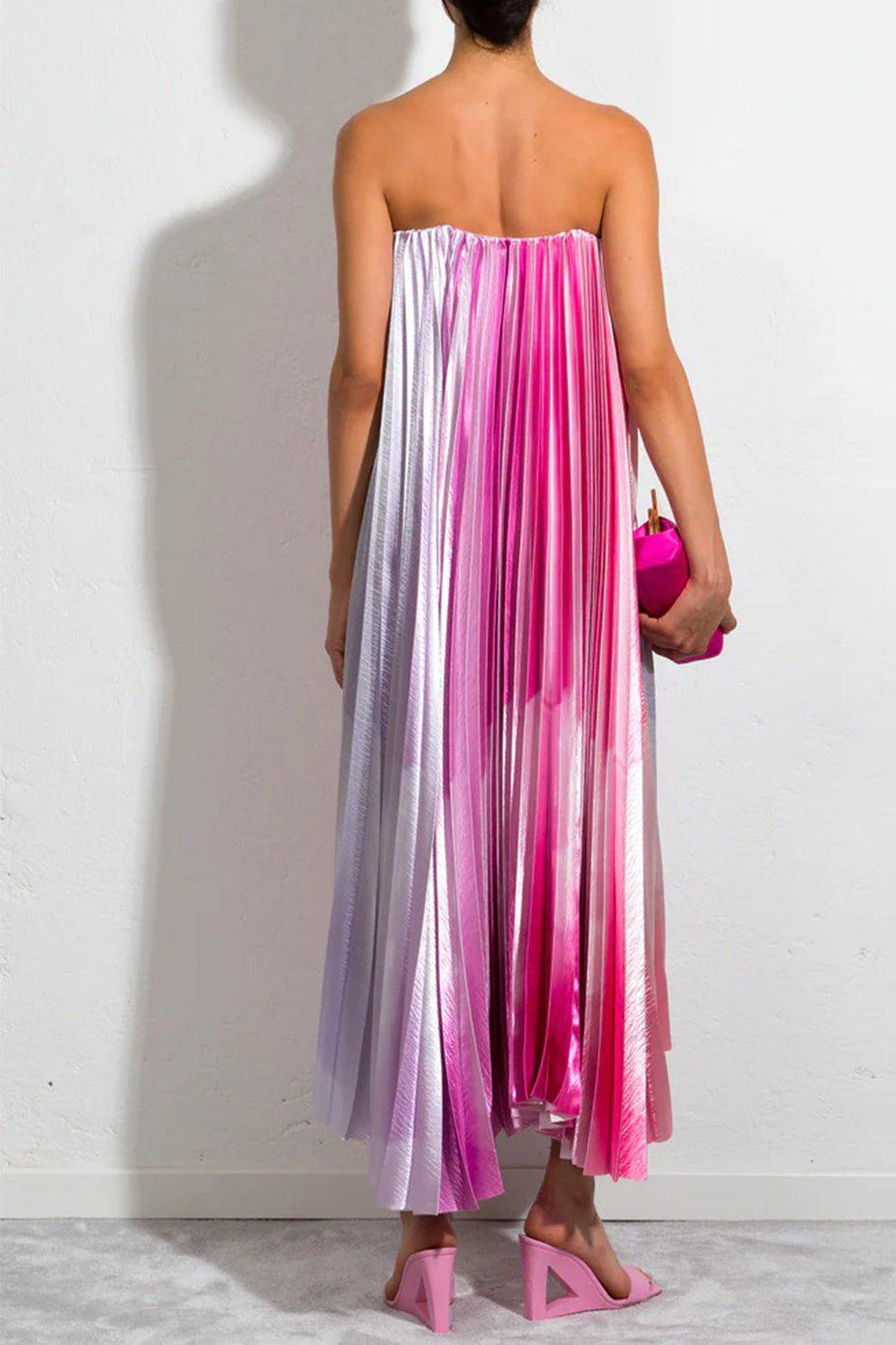strapless open back dress Plisse Dress
