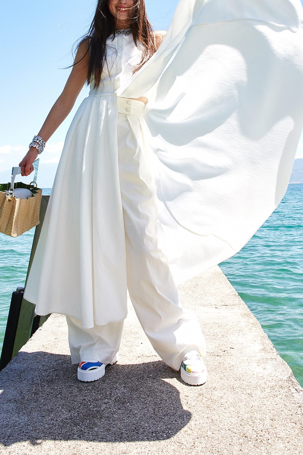 SARA BATTAGLIA-Classic Wide Leg Pants-