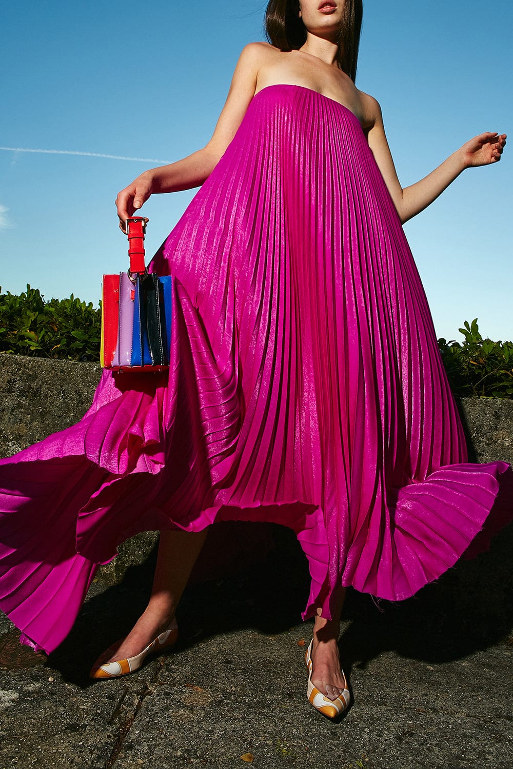 SARA BATTAGLIA-Plisse Mini Bucket-TRANRNBW