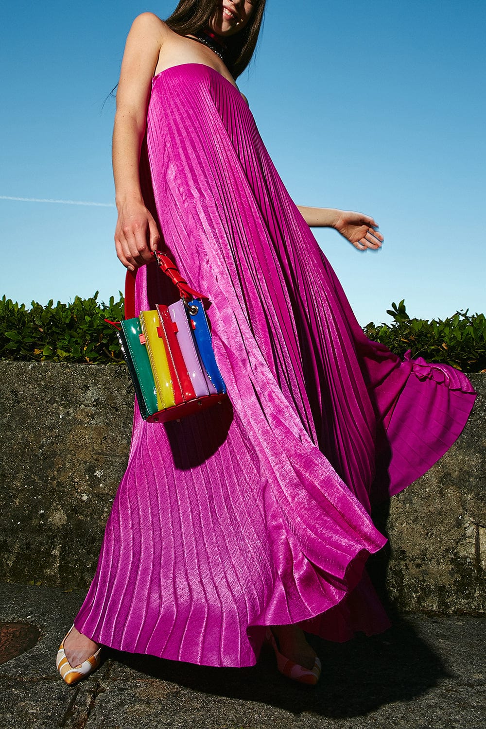 SARA BATTAGLIA-Plisse Mini Bucket-TRANRNBW