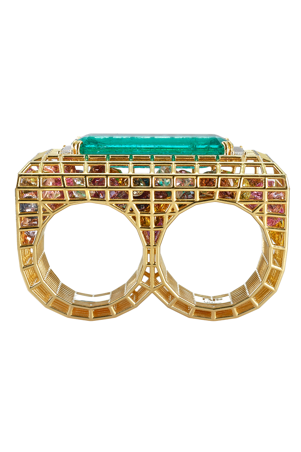 Emerald Double Cagey Ring-YELLOW GOLD-7/7.5-JEWELRYFINE JEWELRING-SARA KATHERINE JACOBSON