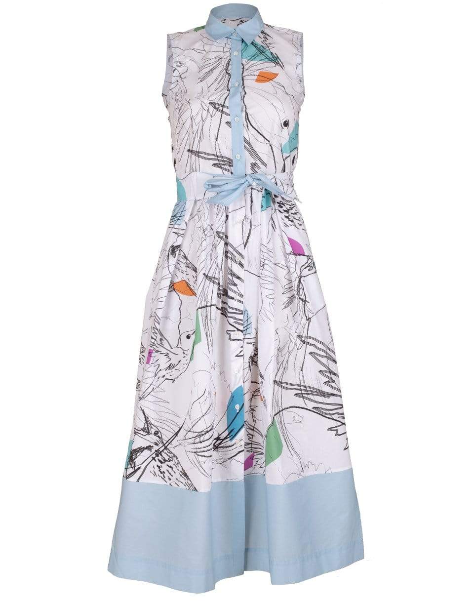 SARA ROKA-Sleeveless Bird Print Dress-