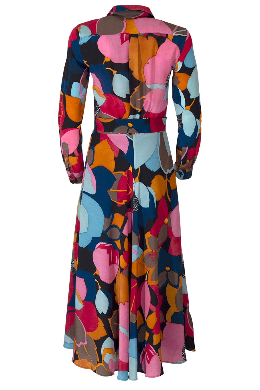 SARA ROKA-Tie Front Midi Shirt Dress-