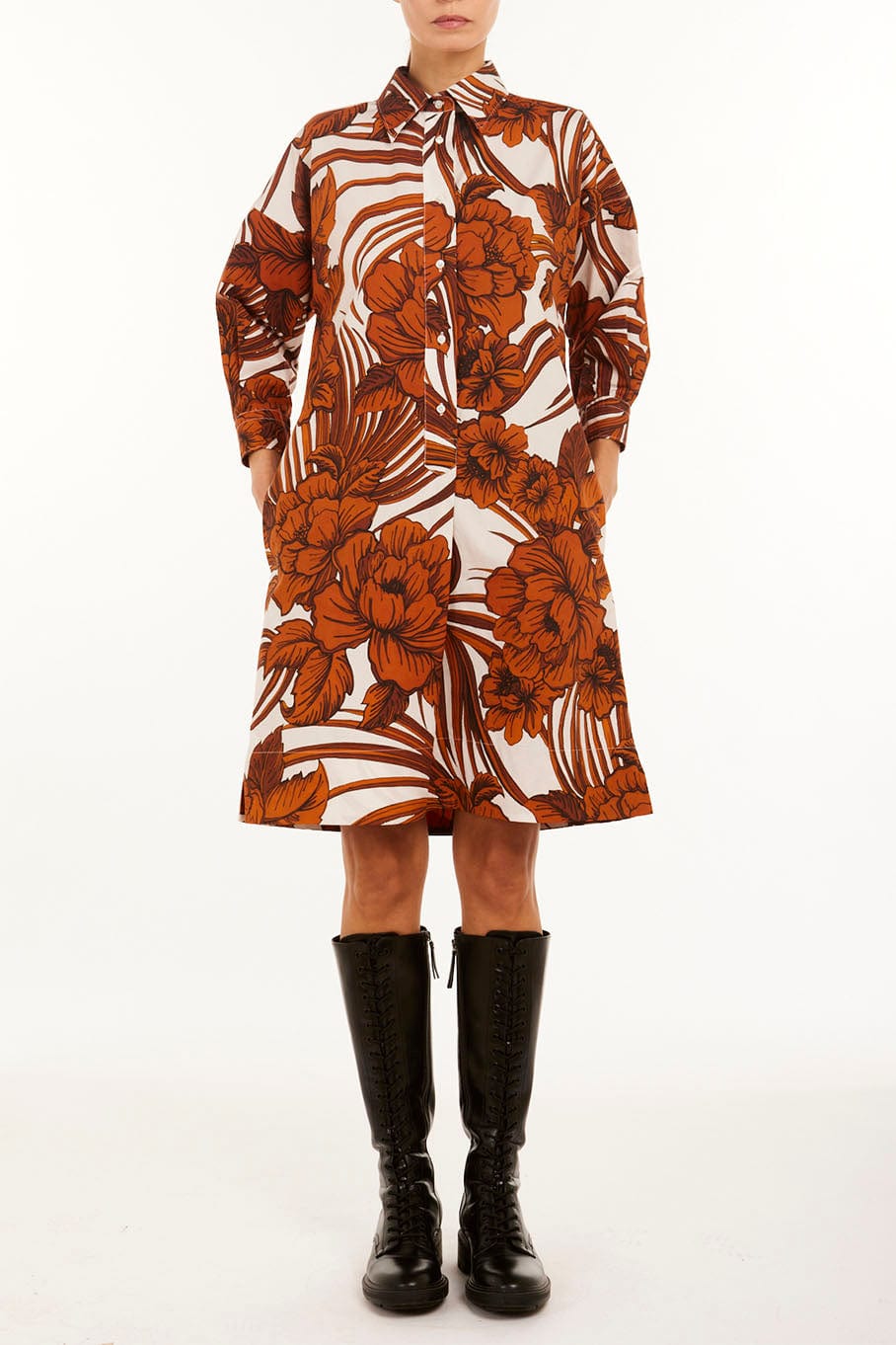 SARA ROKA-Tie Front Mini Shirt Dress-