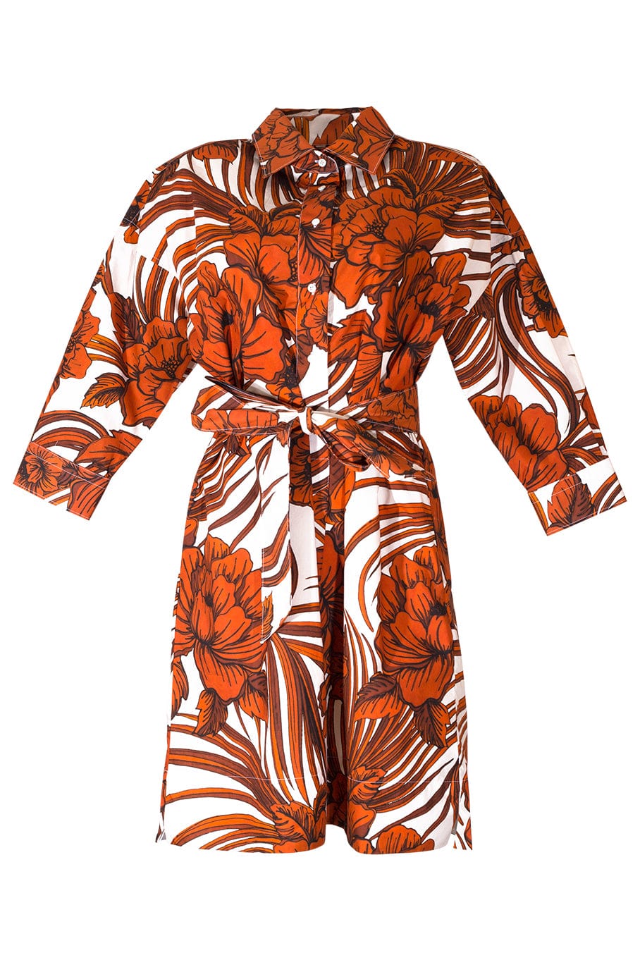 SARA ROKA-Tie Front Mini Shirt Dress-