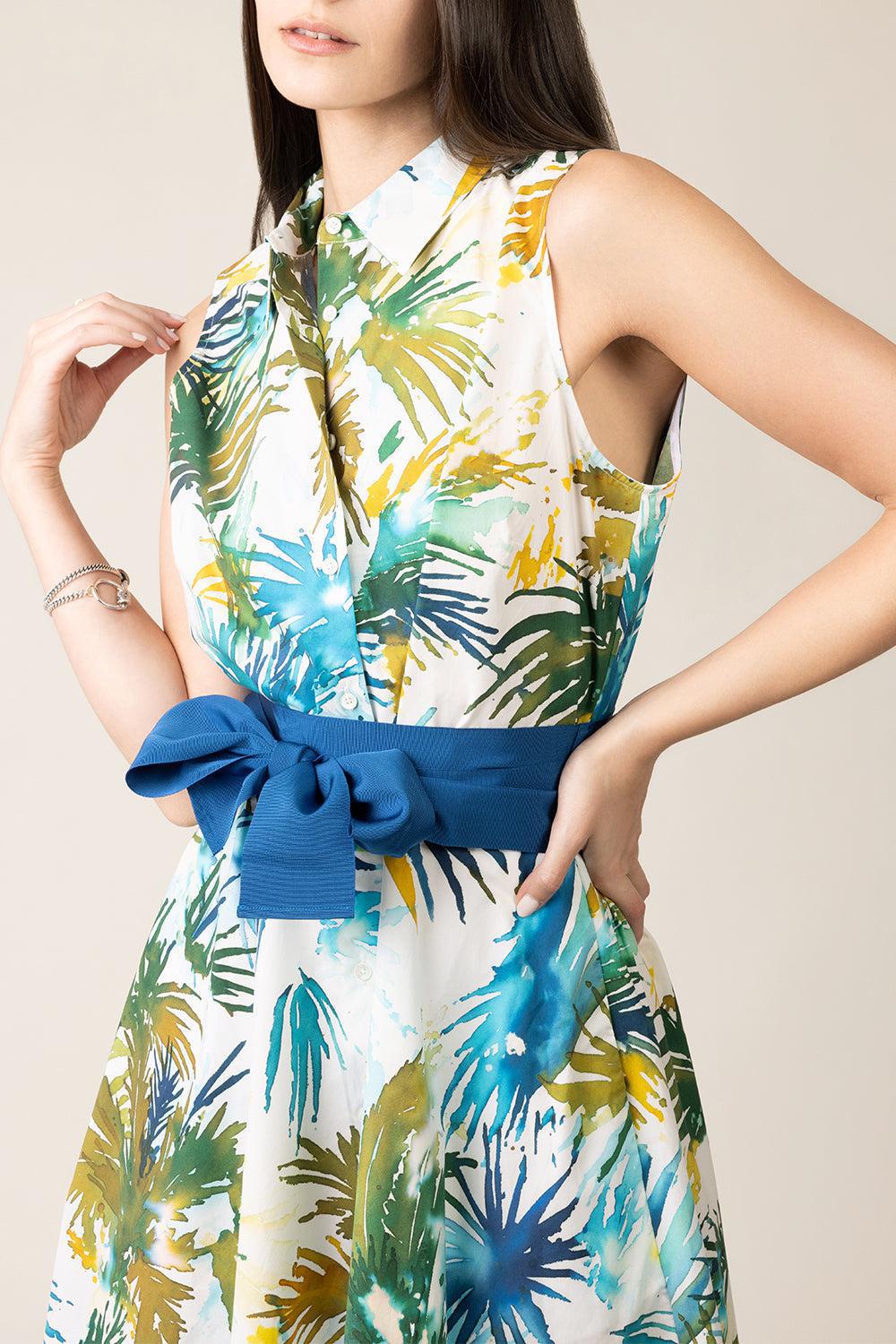 Carydra Dress - Watercolor Palms-WTRCLRPL-38-CLOTHINGDRESSCASUAL-SARA ROKA