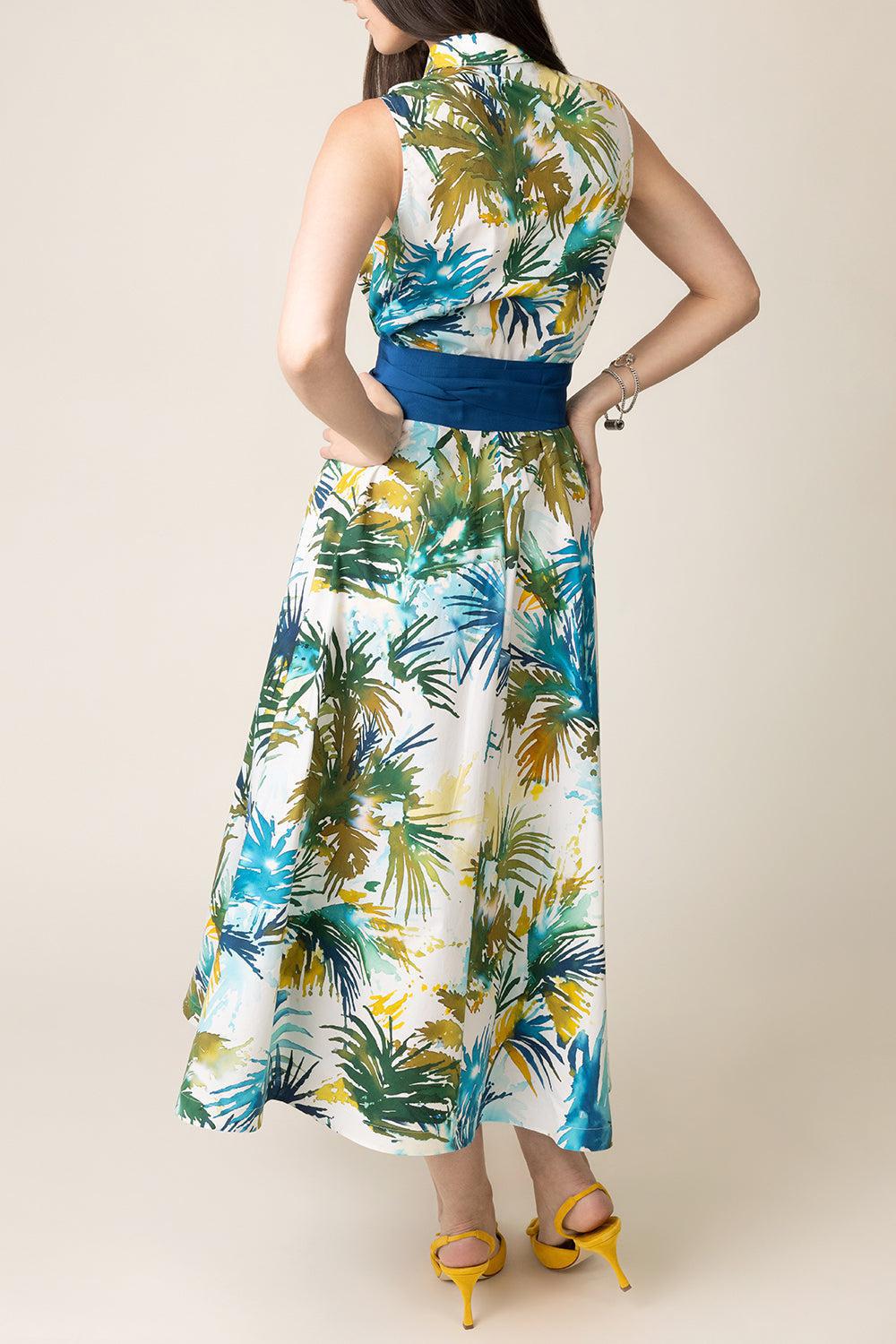 Carydra Dress - Watercolor Palms-WTRCLRPL-38-CLOTHINGDRESSCASUAL-SARA ROKA