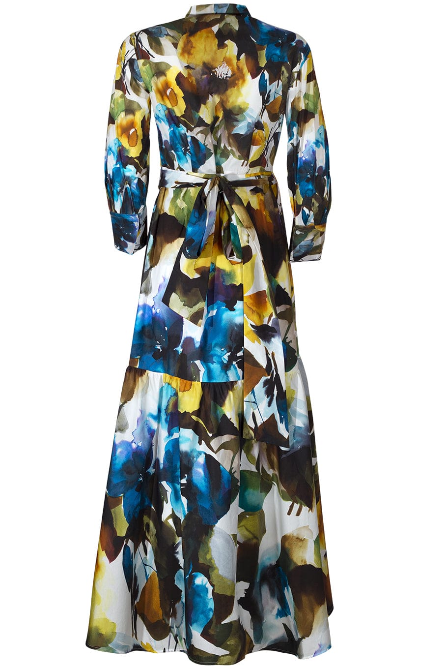 SARA ROKA-Tie Front Maxi Shirt Dress-