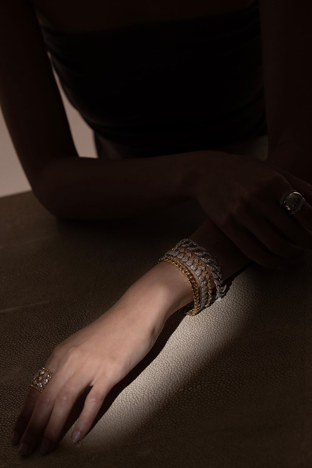 SARA WEINSTOCK-Illusion Pear Cut Cluster Bracelet-WHITE GOLD