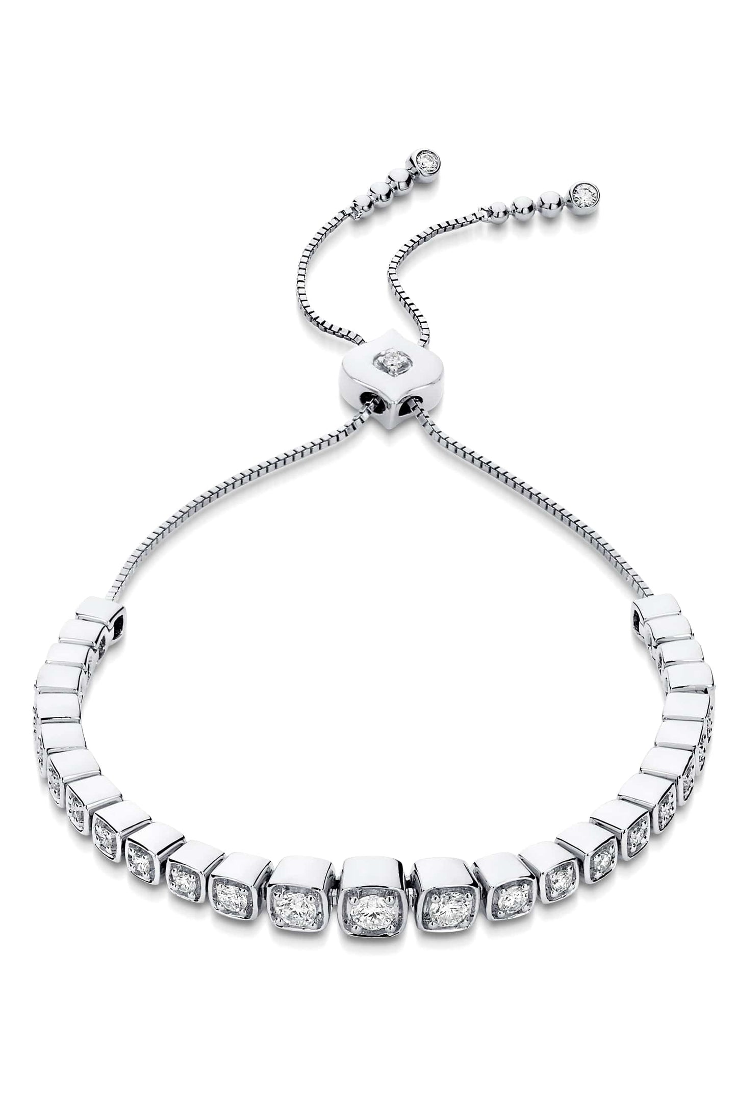 SARA WEINSTOCK-Isadora Cushion Diamond Bolo Bracelet-WHITE GOLD