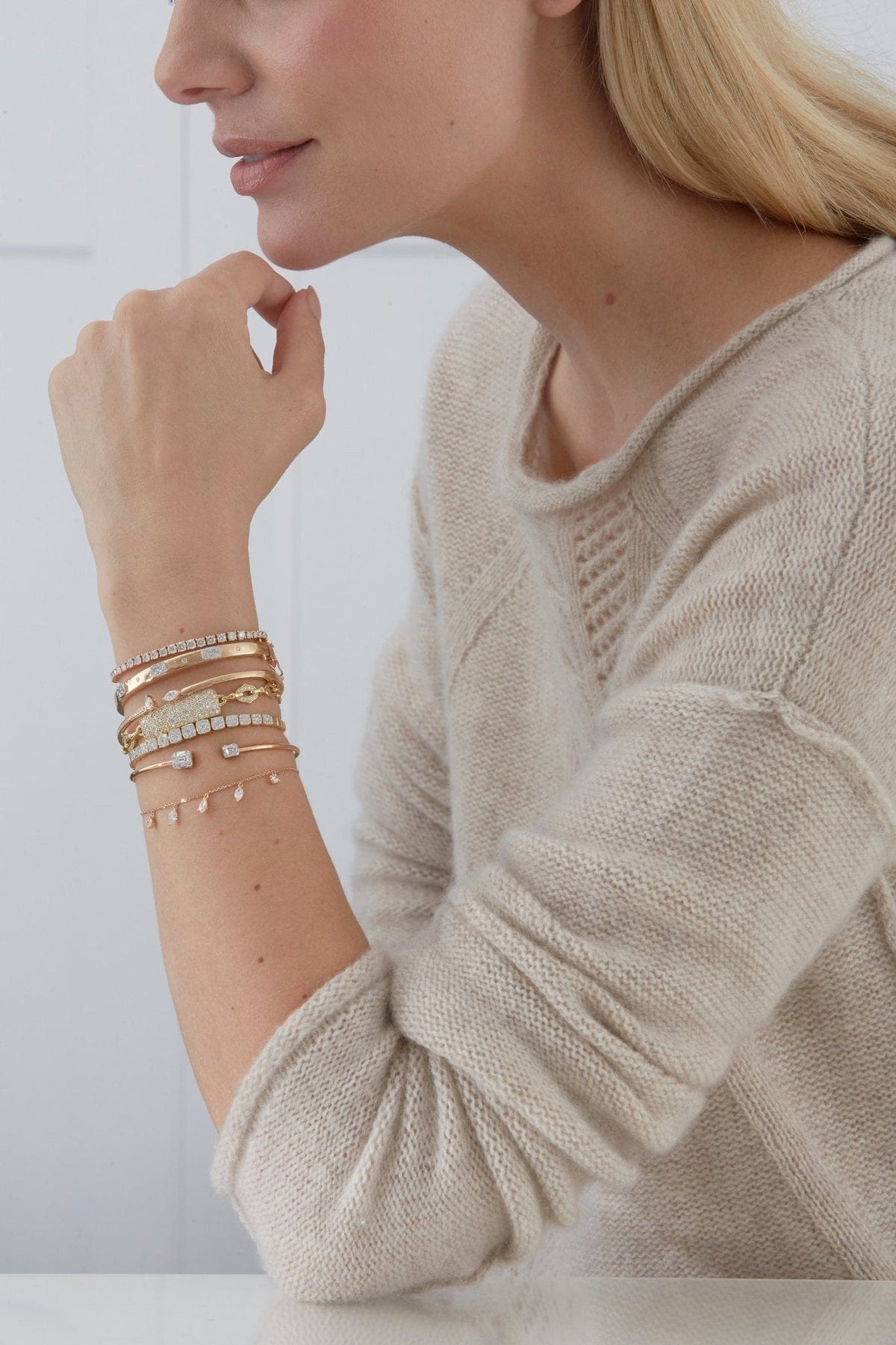 SARA WEINSTOCK-Isadora Eternity Diamond Bolo Bracelet-WHITE GOLD