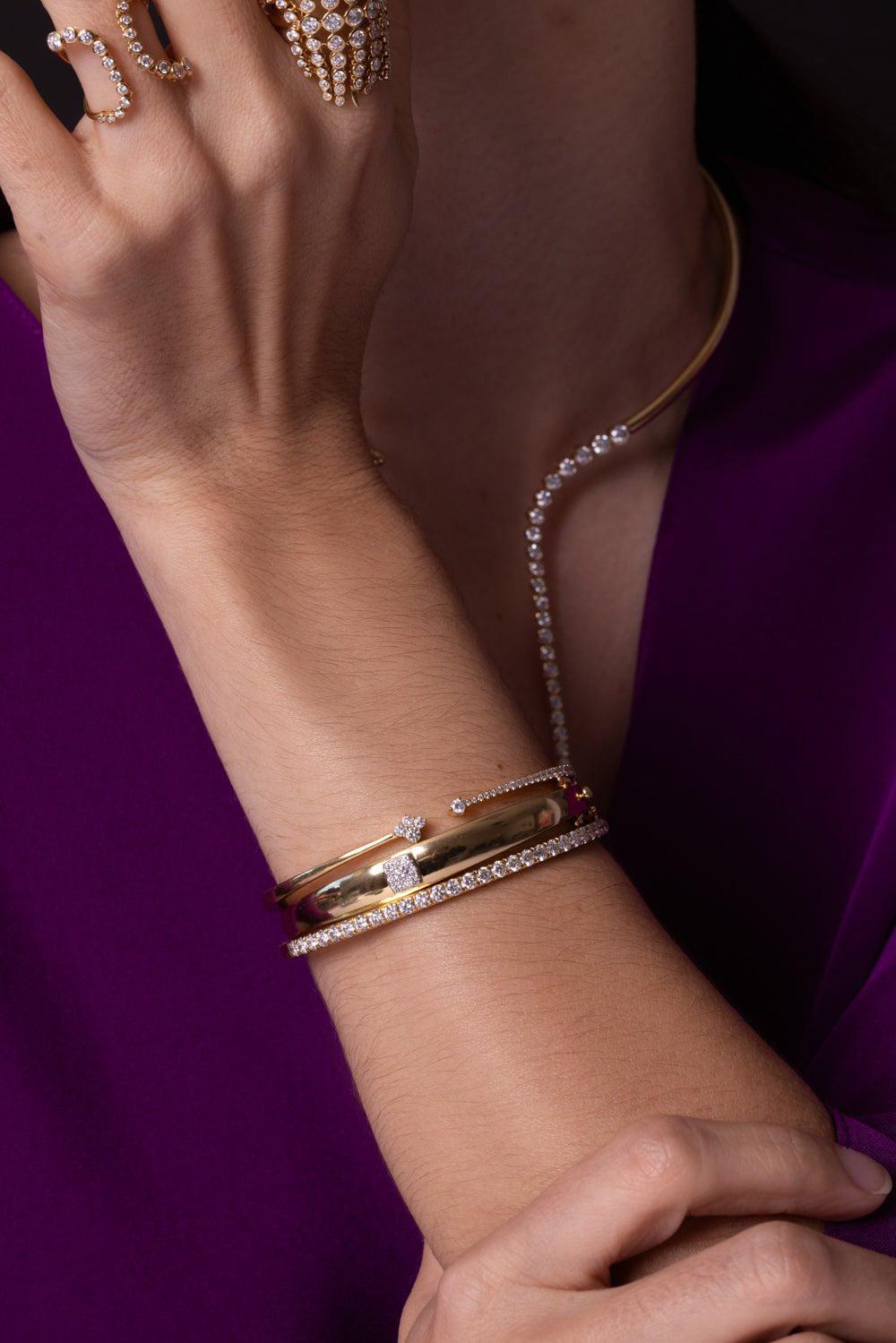 SARA WEINSTOCK-Veena Diamond Bangle-YELLOW GOLD
