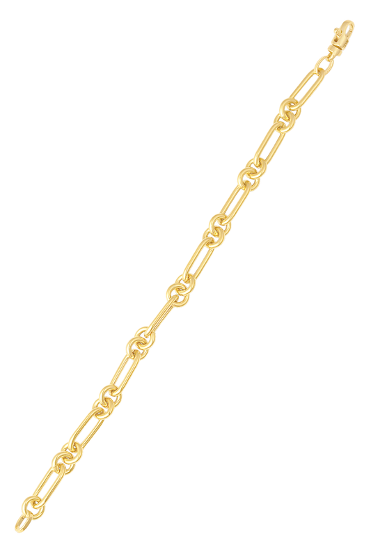 Paperclip Charm Chain Bracelet-YELLOW GOLD-7-JEWELRYFINE JEWELBRACELET O-SARA WEINSTOCK