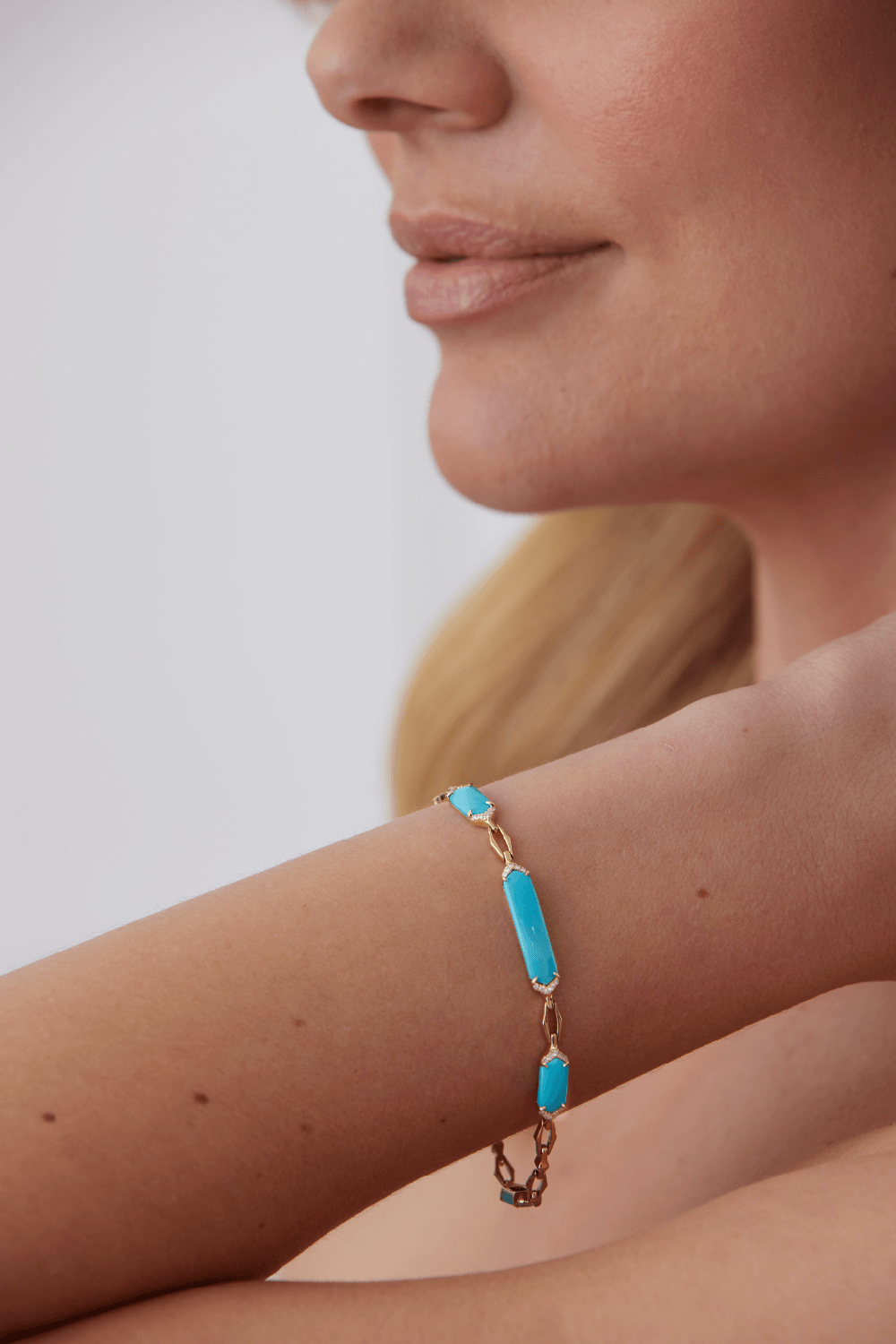 SARA WEINSTOCK-Lucia Turquoise Elongated Bracelet-YELLOW GOLD