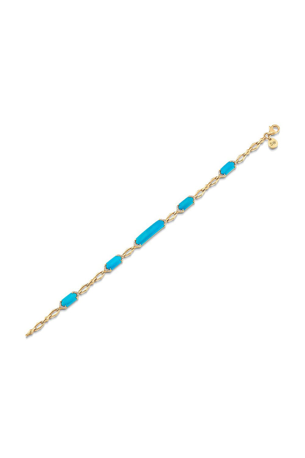 SARA WEINSTOCK-Lucia Turquoise Elongated Bracelet-YELLOW GOLD