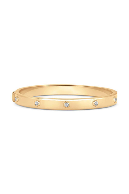 Honey Comb Diamond Bangle Bracelet-YELLOW GOLD-M-JEWELRYFINE JEWELBRACELET O-SARA WEINSTOCK
