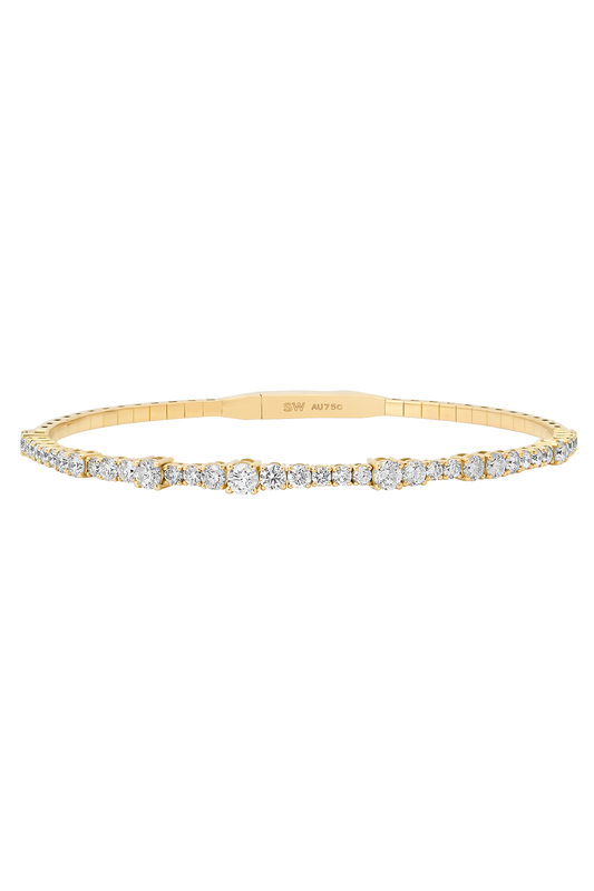 Diamond Flexion Bangle Bracelet-YELLOW GOLD-MEDIUM-JEWELRYFINE JEWELBRACELET O-SARA WEINSTOCK