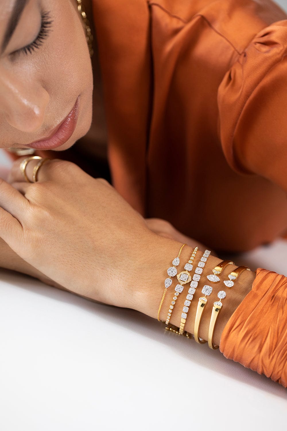 SARA WEINSTOCK-Reverie Round and Pear Diamond Bolo Bracelet-YELLOW GOLD