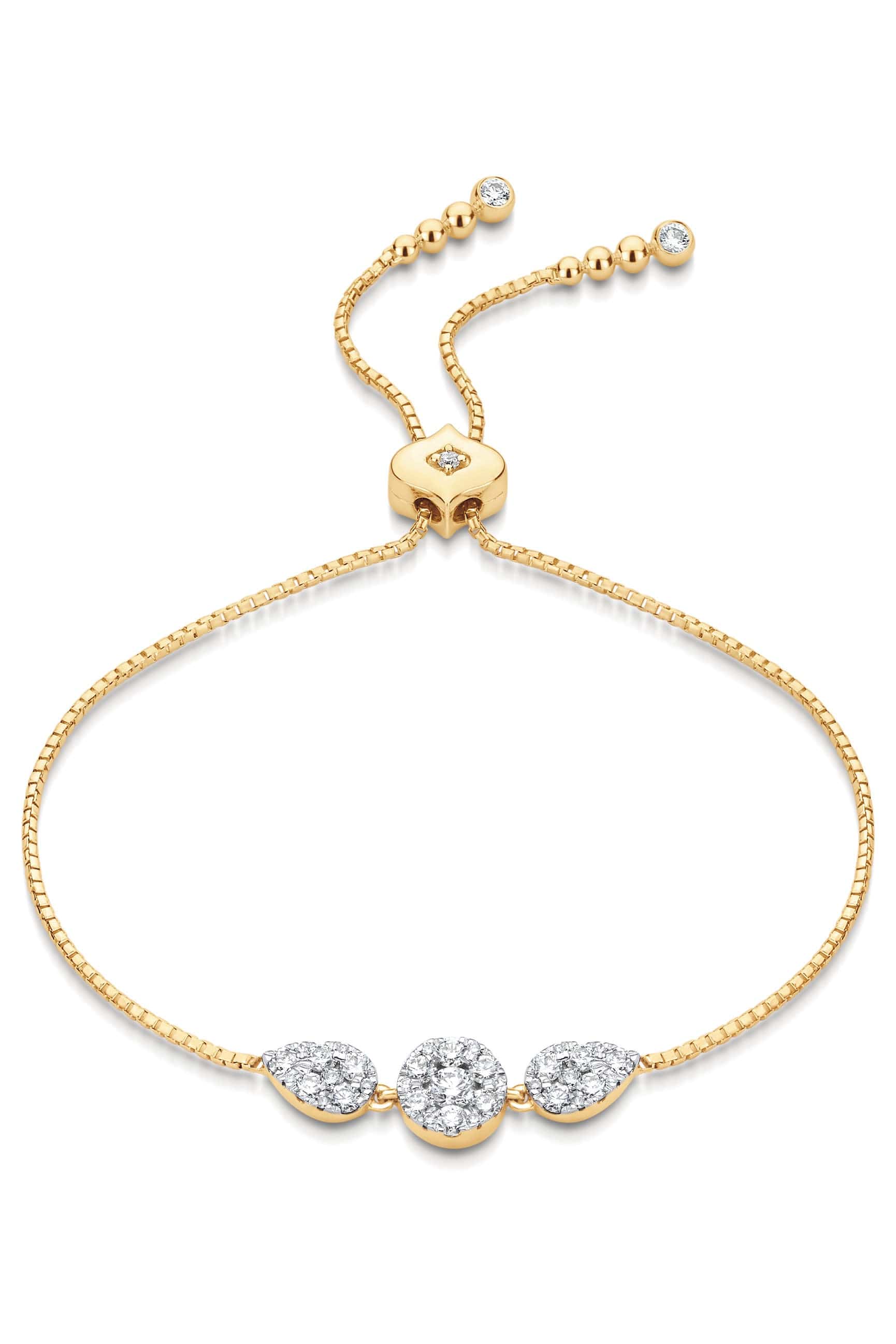 SARA WEINSTOCK-Reverie Round and Pear Diamond Bolo Bracelet-YELLOW GOLD
