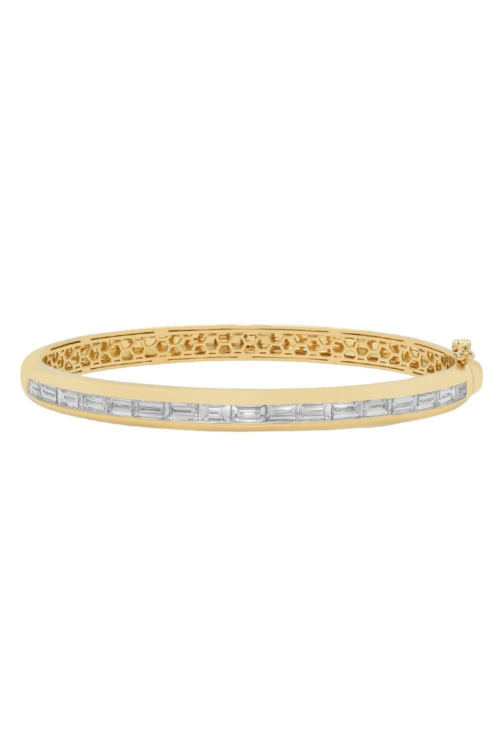 Diamond Baguette Papua Thin Bangle Bracelet-YELLOW GOLD-SMALL-JEWELRYFINE JEWELBRACELET O-SARA WEINSTOCK
