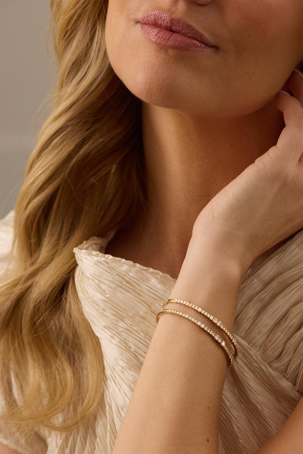 Diamond Double Flexion Bangle Bracelet-YELLOW GOLD-SMALL-JEWELRYFINE JEWELBRACELET O-SARA WEINSTOCK