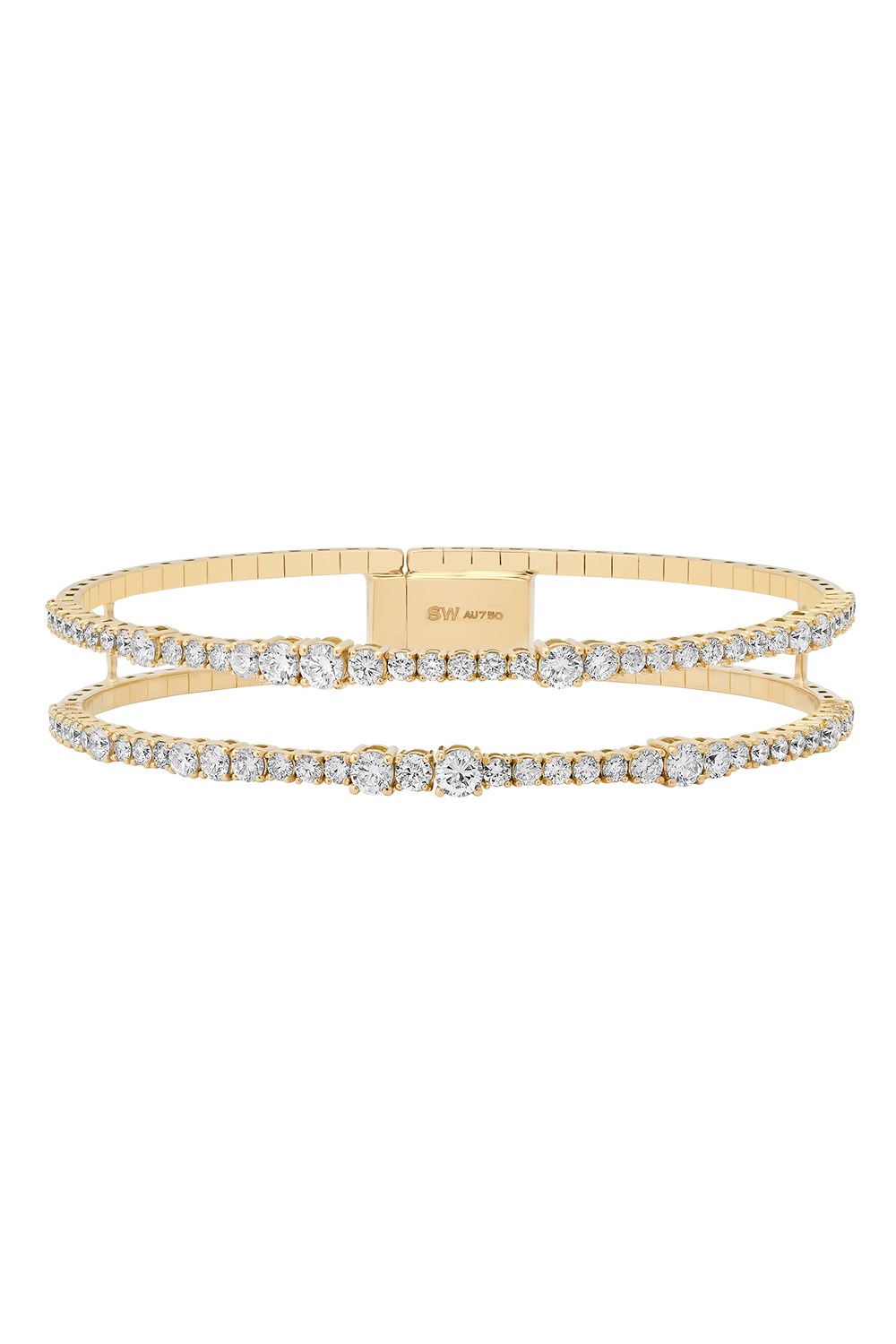Diamond Double Flexion Bangle Bracelet-YELLOW GOLD-SMALL-JEWELRYFINE JEWELBRACELET O-SARA WEINSTOCK