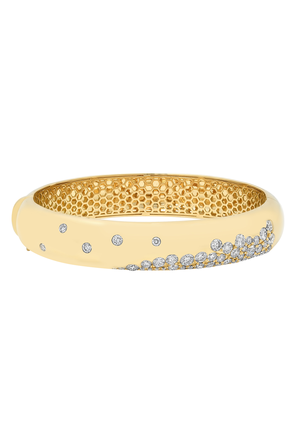 Diamond Papua Pave Thick Bangle Bracelet-YELLOW GOLD-SMALL-JEWELRYFINE JEWELBRACELET O-SARA WEINSTOCK