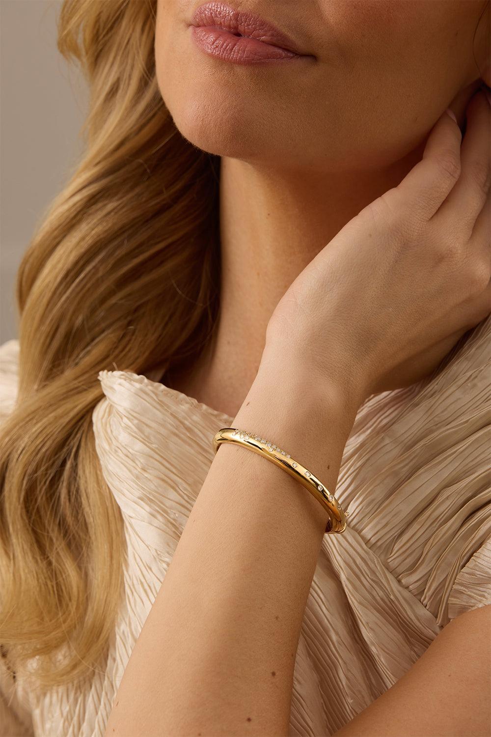 Diamond Papua Pave Thin Bangle Bracelet-YELLOW GOLD-SMALL-JEWELRYFINE JEWELBRACELET O-SARA WEINSTOCK