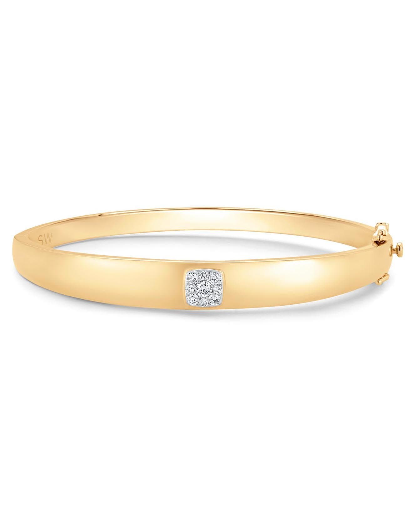 SARA WEINSTOCK-Unity Reverie Yellow Gold White Diamond Cushion Bangle-YELLOW GOLD