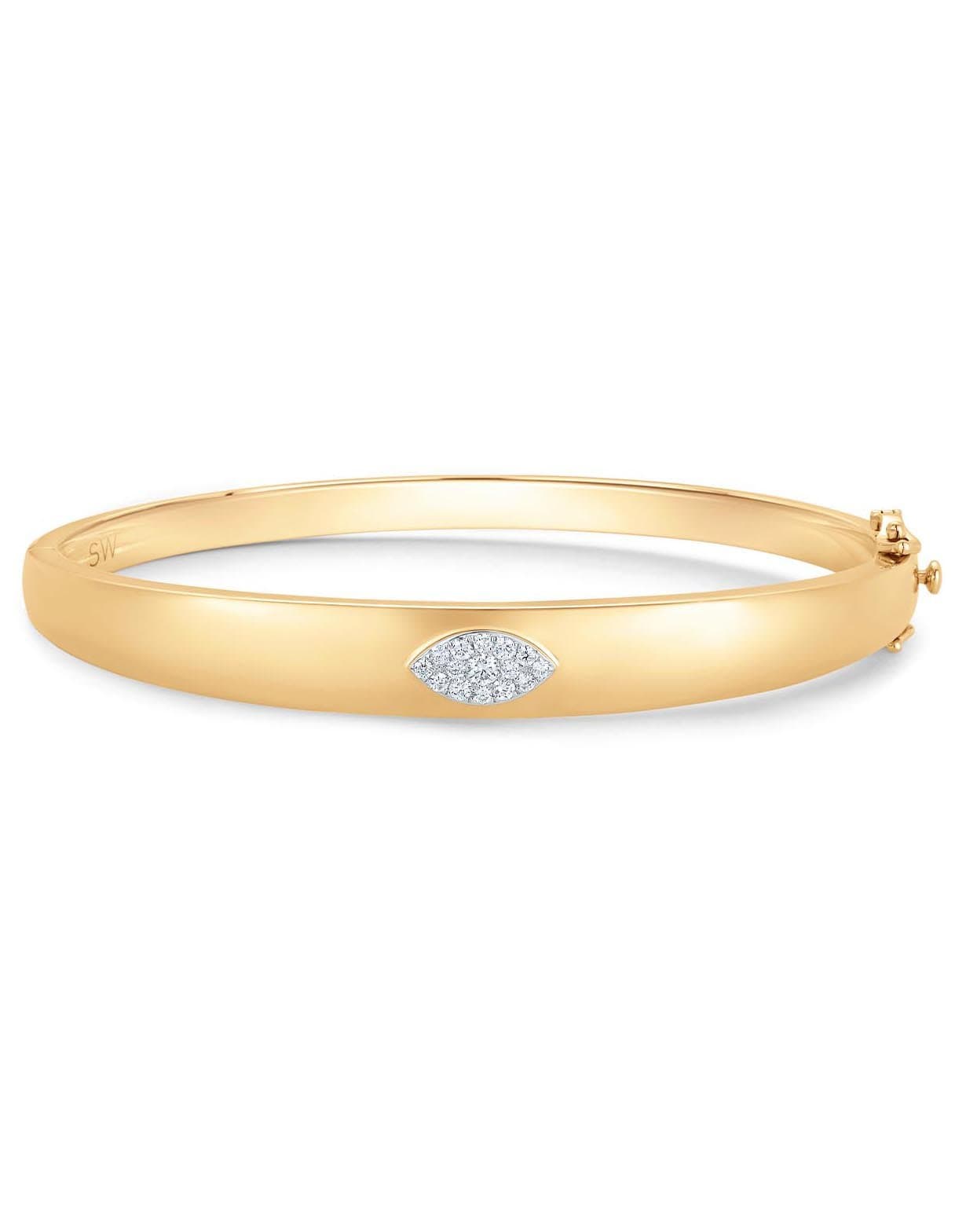 SARA WEINSTOCK-Unity Reverie Yellow Gold White Diamond Marquis Bangle-YELLOW GOLD