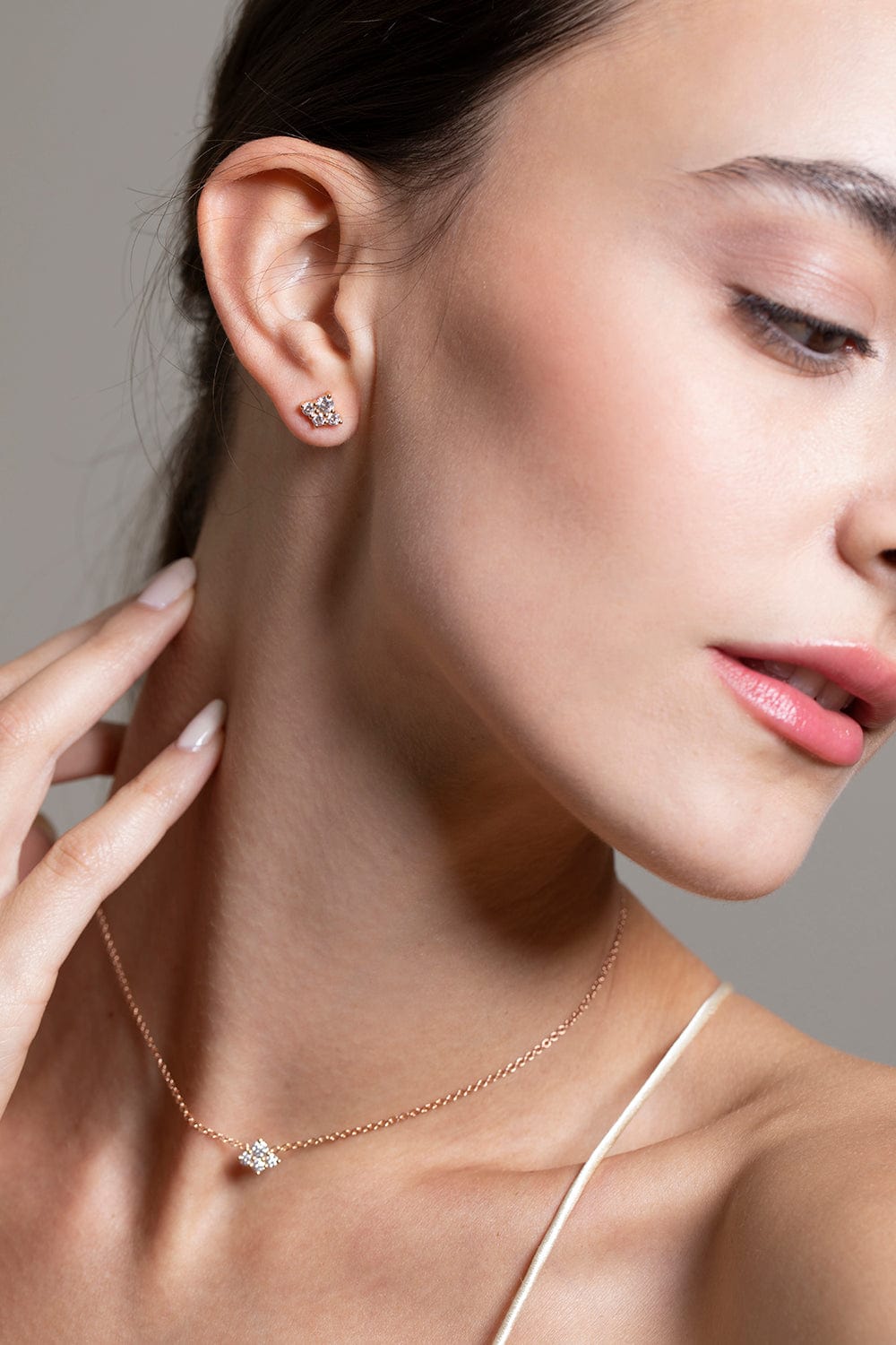 SARA WEINSTOCK-Dujour 4 Diamond Cluster Stud Earrings-ROSE GOLD