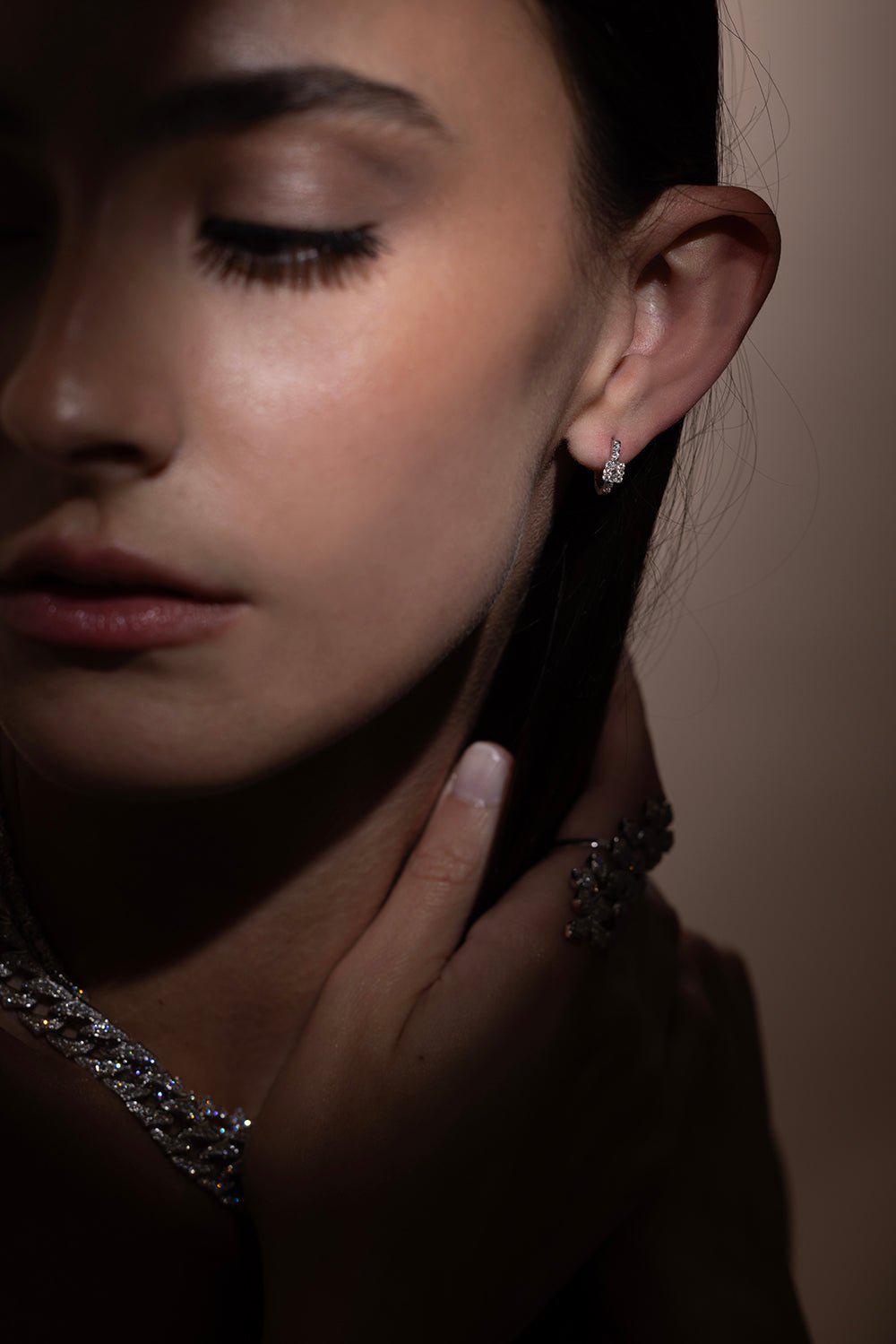 SARA WEINSTOCK-Adira Huggie Earrings-WHITE GOLD