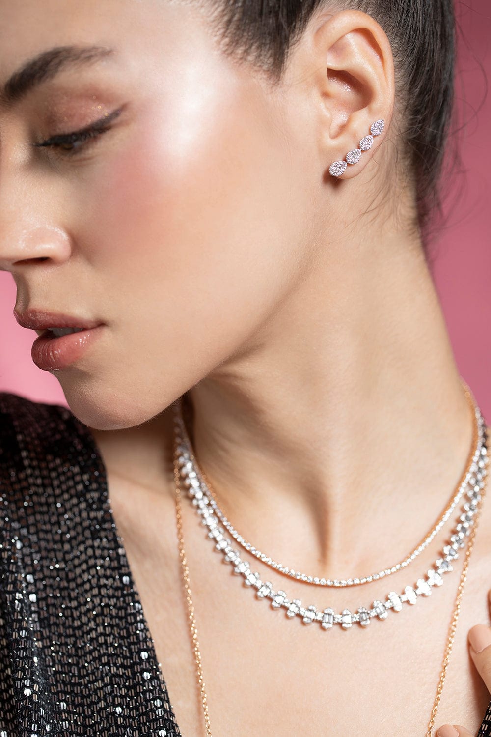 SARA WEINSTOCK-Reverie Pear Diamond Cluster Ear Crawler-