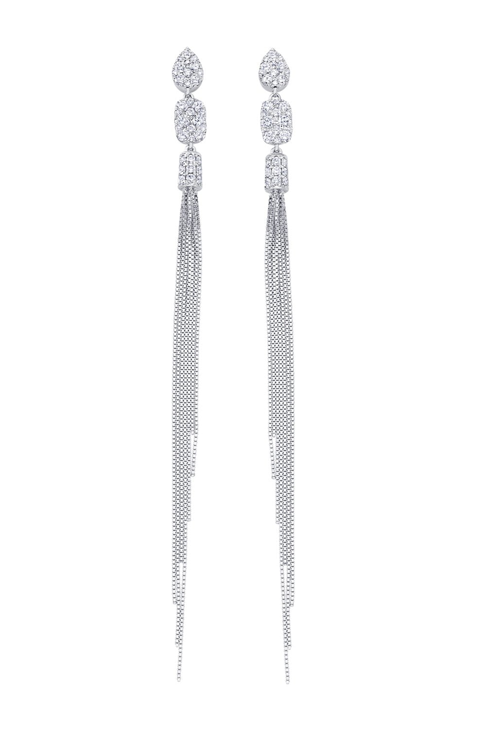 SARA WEINSTOCK-Nappa Diamond Tassel Earrings-WHITE GOLD