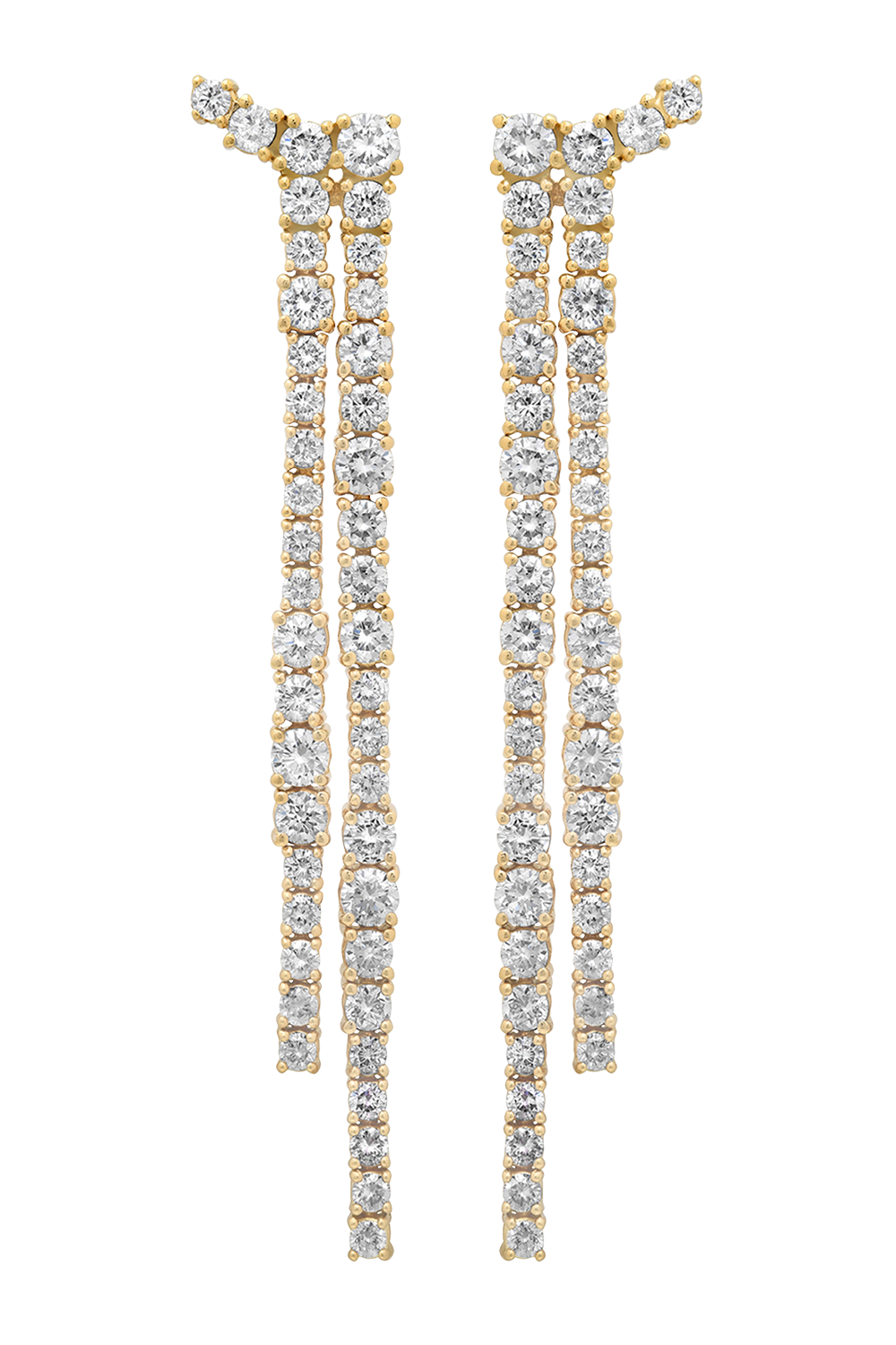 Diamond Flexion Double Drop Earrings-YELLOW GOLD-JEWELRYFINE JEWELEARRING-SARA WEINSTOCK