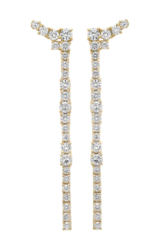 Diamond Flexion Line Drop Earrings-YELLOW GOLD-JEWELRYFINE JEWELEARRING-SARA WEINSTOCK