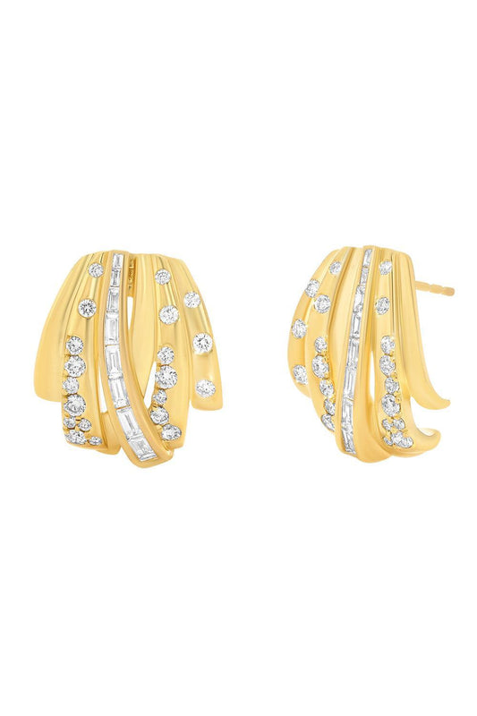 Diamond Papua Crossover Earrings-YELLOW GOLD-JEWELRYFINE JEWELEARRING-SARA WEINSTOCK