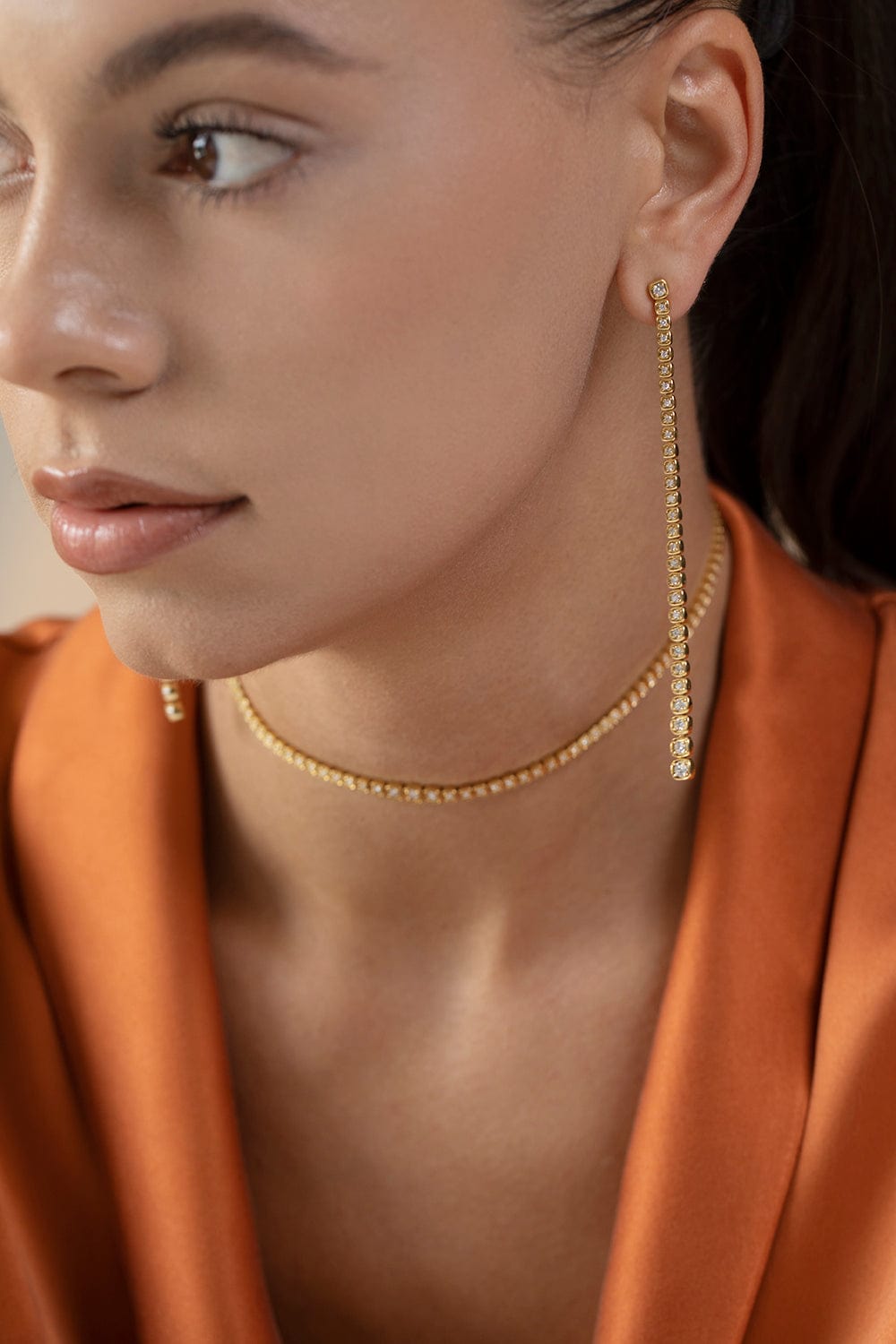 SARA WEINSTOCK-Isadora Cushion Diamond Drop Earrings-YELLOW GOLD