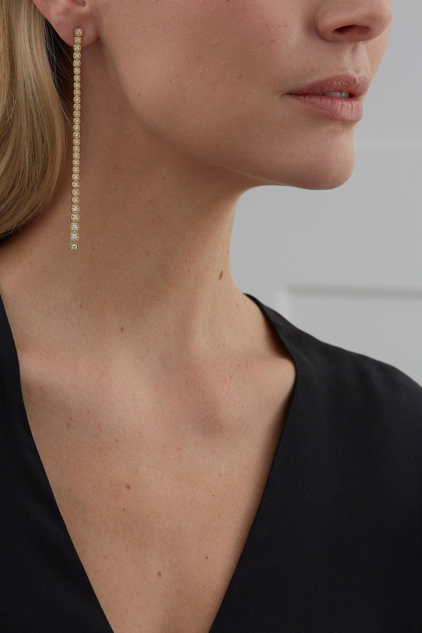 SARA WEINSTOCK-Isadora Cushion Diamond Drop Earrings-YELLOW GOLD
