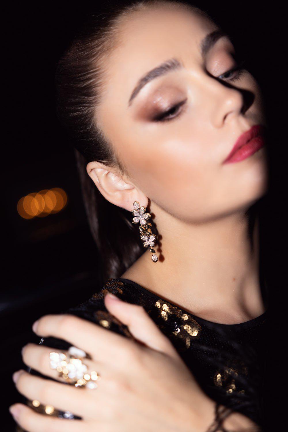 SARA WEINSTOCK-Lierre Flower Drop Earrings-YELLOW GOLD